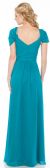 Cap Sleeve Long Formal Dress with Spaghetti Straps back